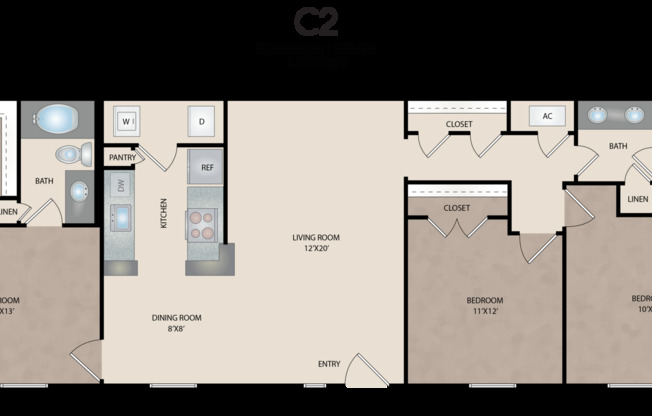 3 beds, 2 baths, 1,165 sqft, $1,990