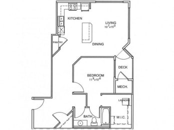 1 bed, 1 bath, 842 sqft, $1,595