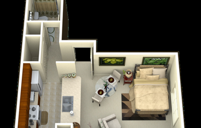 Studio, 1 bath, 500 sqft, $1,294