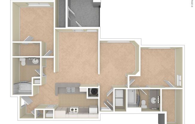 2 beds, 2 baths, 1,170 sqft, $2,030