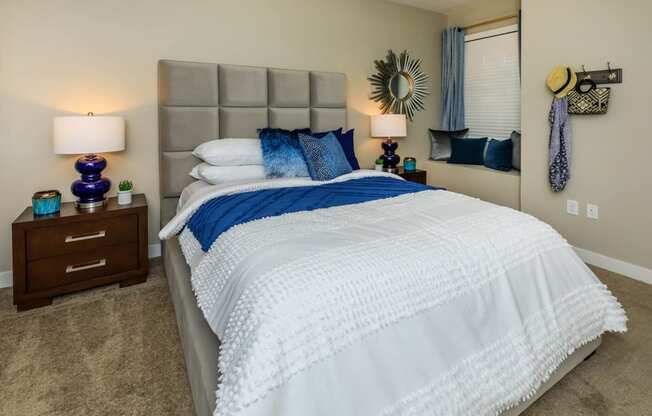 Bedroom with lamps at Level 25 at Sunset by Picerne, Las Vegas, NV