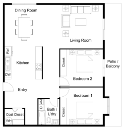2 beds, 1 bath, 810 sqft, $2,050