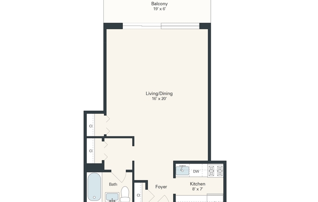 Studio, 1 bath, 542 sqft, $1,095