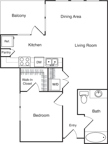 1 bed, 1 bath, 703 sqft, $2,673, Unit 201