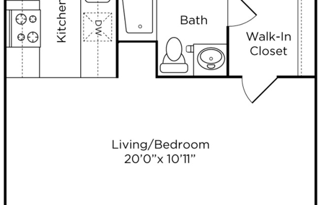 Studio, 1 bath, 360 sqft, $641