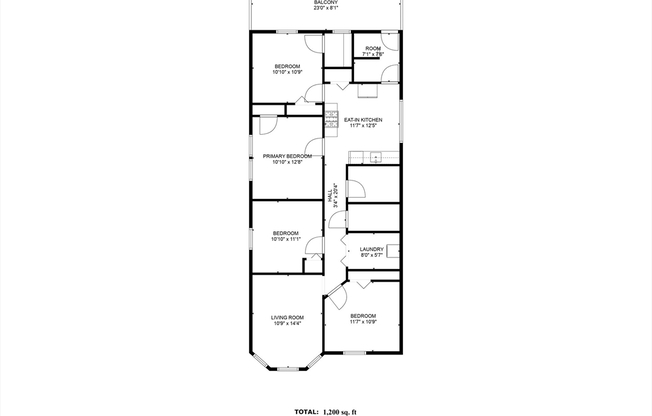 4 beds, 1 bath, 1,200 sqft, $3,900, Unit 3