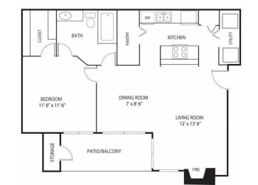 1 bed, 1 bath, 725 sqft, $1,465