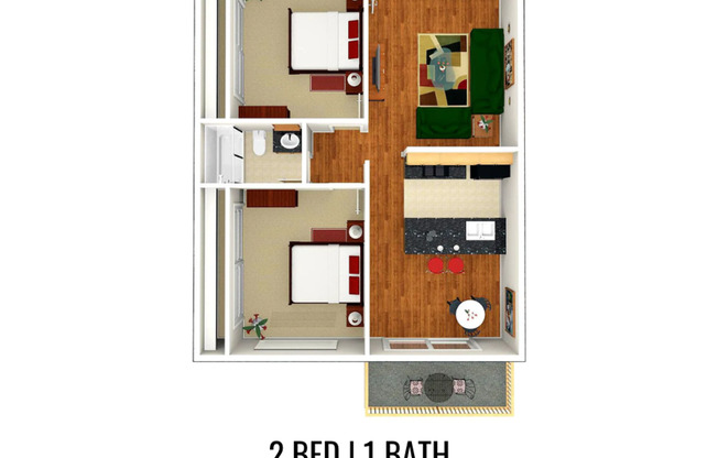 2 beds, 1 bath, 850 sqft, $2,745, Unit H-2