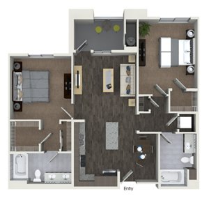 2 beds, 2 baths, 1,078 sqft, $3,493
