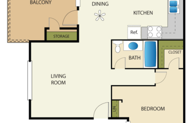 1 bed, 1 bath, 655 sqft, $1,241