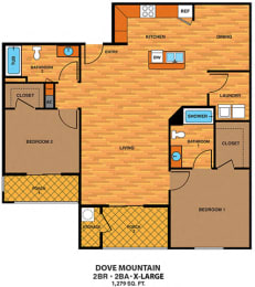 2 beds, 2 baths, 1,279 sqft, $1,763