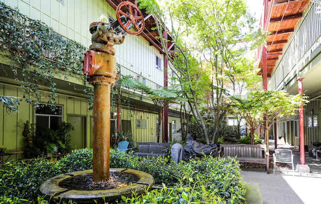 Building Interior: Garden and Fountain