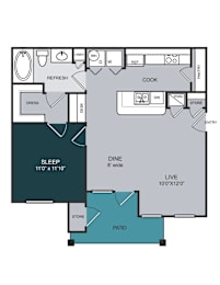 1 bed, 1 bath, 751 sqft, $1,141