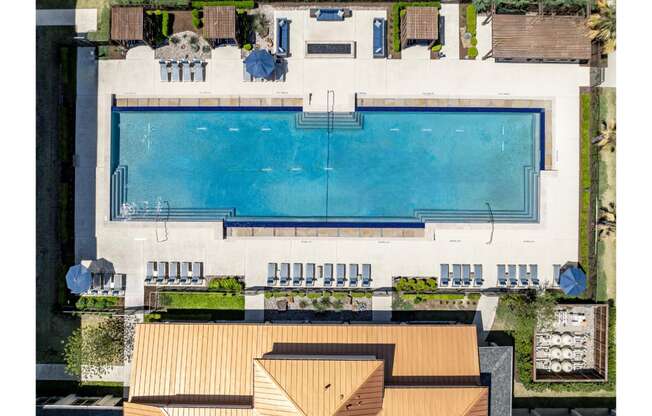 arial view of the swimming pool at Berkshire Spring Creek apartments