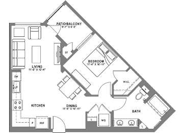 1 bed, 1 bath, 732 sqft, $2,961
