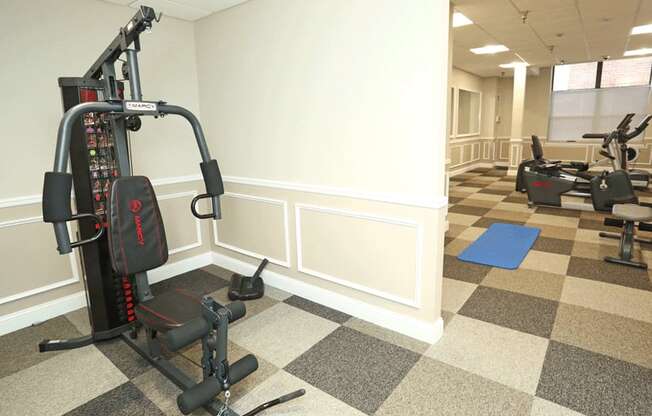Fitness Center, elliptical, treadmill, weights