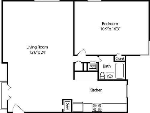 1 bed, 1 bath, 630 sqft, $2,064, Unit 303