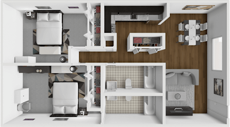 2 beds, 2 baths, 825 sqft, $1,599