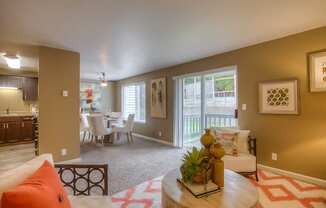 Living Room With Dining Area at Oak Hill Apartments, Portland, OR