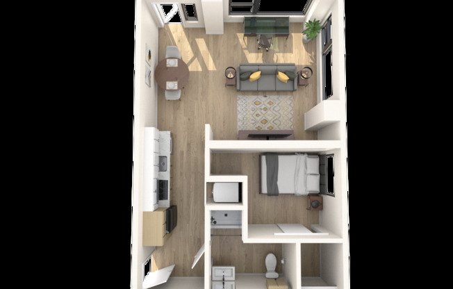 1 bed, 1 bath, 630 sqft, $1,977, Unit 104
