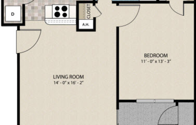 1 bed, 1 bath, 611 sqft, $1,750