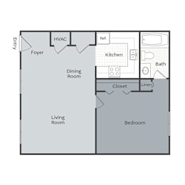 1 bed, 1 bath, 611 sqft, $815