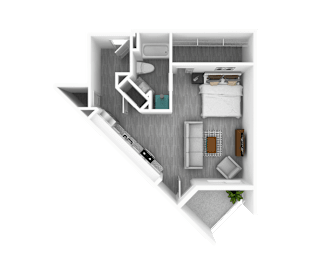 Studio, 1 bath, 698 sqft, $1,380