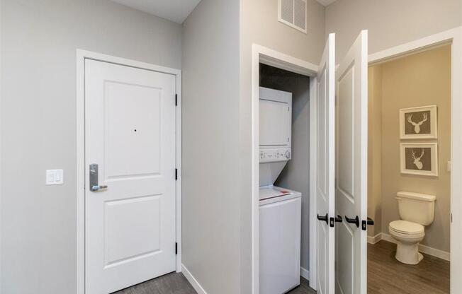 Closet with stackable in-unit washer and dryer