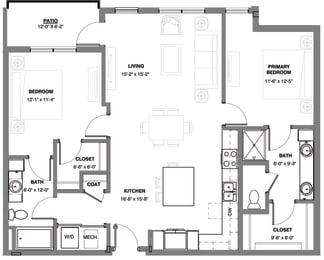 2 beds, 2 baths, 1,140 sqft, $1,995