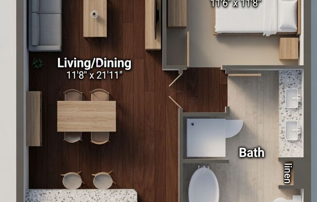 1 bed, 1 bath, 840 sqft, $2,213