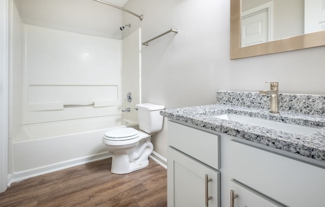 a bathroom with a toilet and a sink and a bath tub