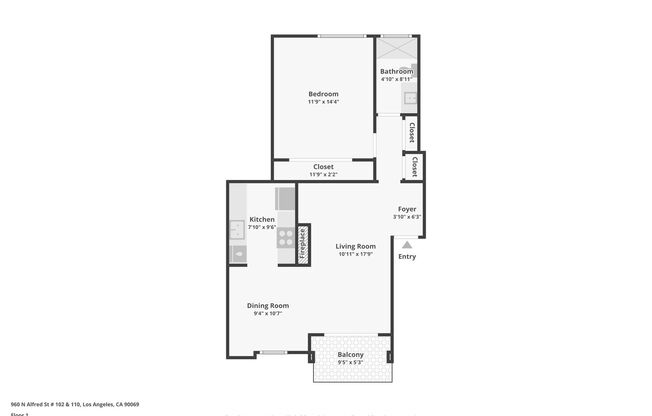 1 bed, 1 bath, 675 sqft, $2,898, Unit 102