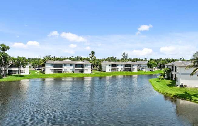 the view of the lake at the preserve at green river apartments