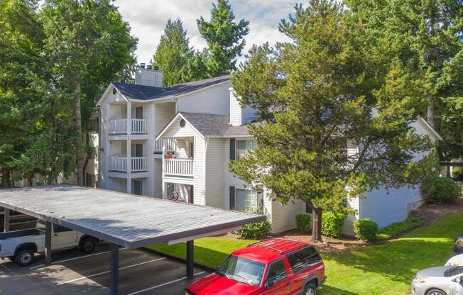 Exterior Building, carports, woodland setting