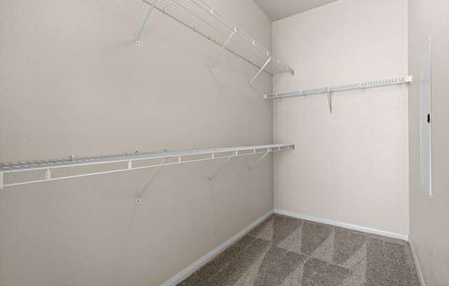 Barton Vineyard Apartments - Spacious walk-in closets with custom designed wire shelving