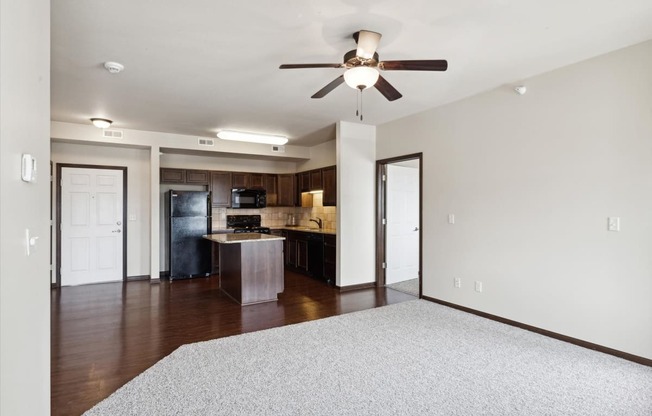 Living Room with Ceiling Fan