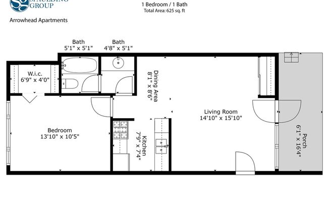 1 bed, 1 bath, 625 sqft, $1,110, Unit 3158ED-1