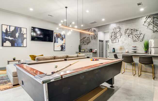 Billiards Table In Game Room at Serene at Creekstone Apartments, Athens, GA