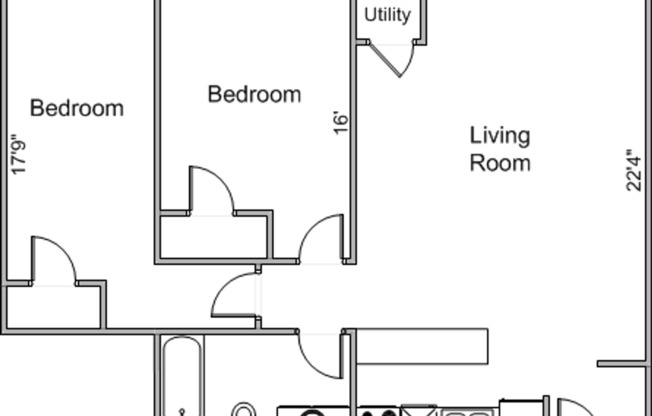 2 beds, 1 bath, 725 sqft, $2,489, Unit 45R-210