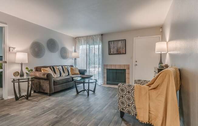 Living Room Featuring Wood-Style Flooring