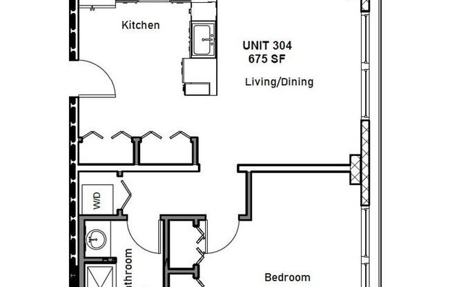 1 bed, 1 bath, 525 sqft, $1,675, Unit 604
