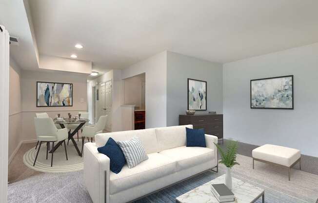Living Area With Dining at The Apartments at Saddle Brooke, Cockeysville