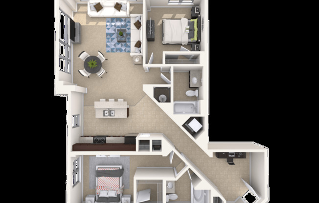 2 beds, 2 baths, 1,258 sqft, $3,399