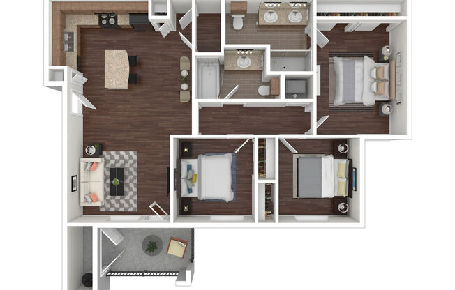 3 beds, 2 baths, 1,075 sqft, $1,136