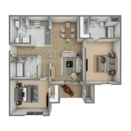 2 beds, 2 baths, 1,080 sqft, $1,275