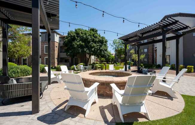 our apartments offer a clubhouse with a fire pit