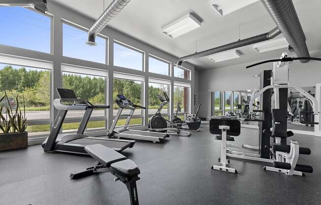A Spacious Fitness Center with Machines for Many Types of Workouts at Brooklyn West, Missoula, Montana