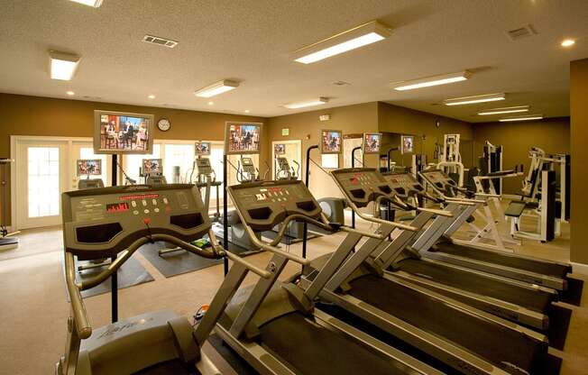 fitness studio with cardio equipment