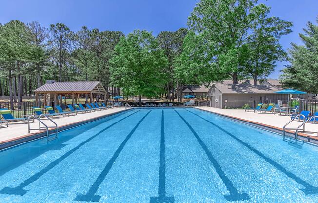 Two sparkling swimming pools at Madison Landing at Research in Madison, AL