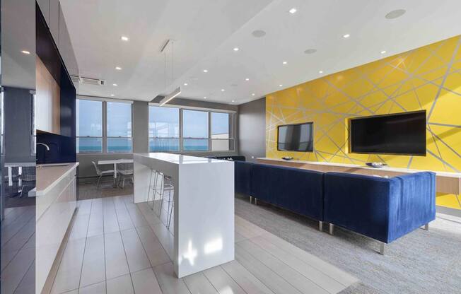 Wifi enabled rooftop resident lounge and coworking space